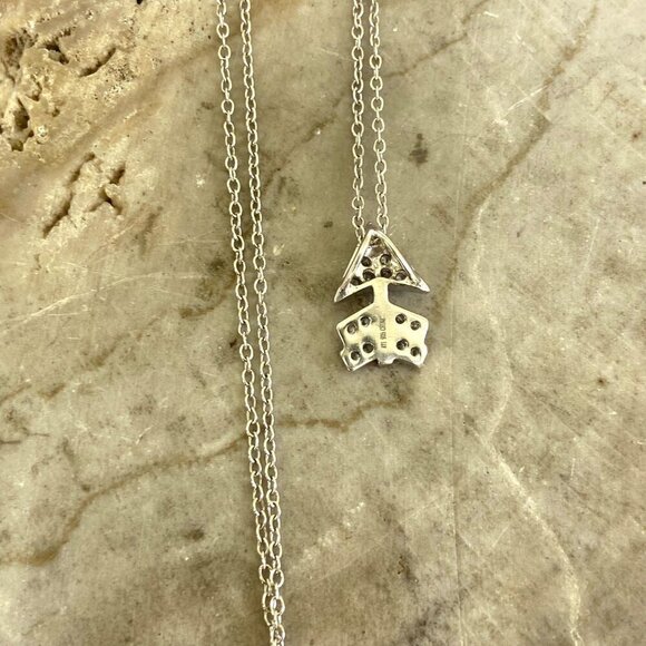 Sterling Silver 925 ATI Very Dainty Tiny Round CZ Arrow Pendant Necklace 18" - Picture 14 of 16